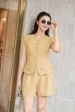  Set đùi nữ Cardina Áo ký giả tay hến quần cạp chun chất liệu thô Hàn 