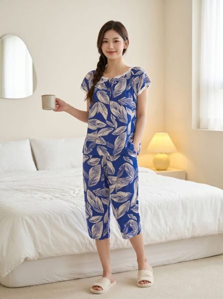  Bộ lanh áo cộc phối gấu quần lửng 