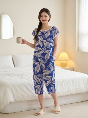 Bộ lanh áo cộc phối gấu quần lửng