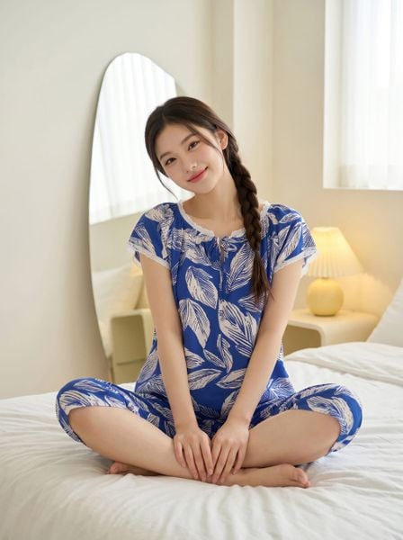  Bộ lanh áo cộc phối gấu quần lửng 