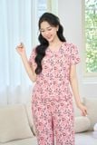  Bộ Đồ Mặc Nhà Nữ Cardina Dáng Quần Suông Vải Lanh Thấm Hút Họa Tiết Hoa 