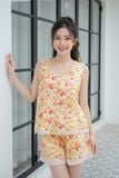  Bộ lanh đùi sát nách cổ tròn phối gấu ren 