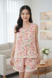  Bộ lanh đùi sát nách cổ tròn phối gấu ren 