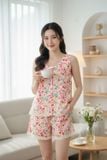  Bộ lanh đùi sát nách cổ tròn phối gấu ren 