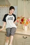  Bộ lửng cổ tròn phối tay cộc raglan 