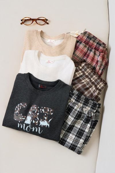  Bộ dài tay quần suông vai chờm cổ tròn 