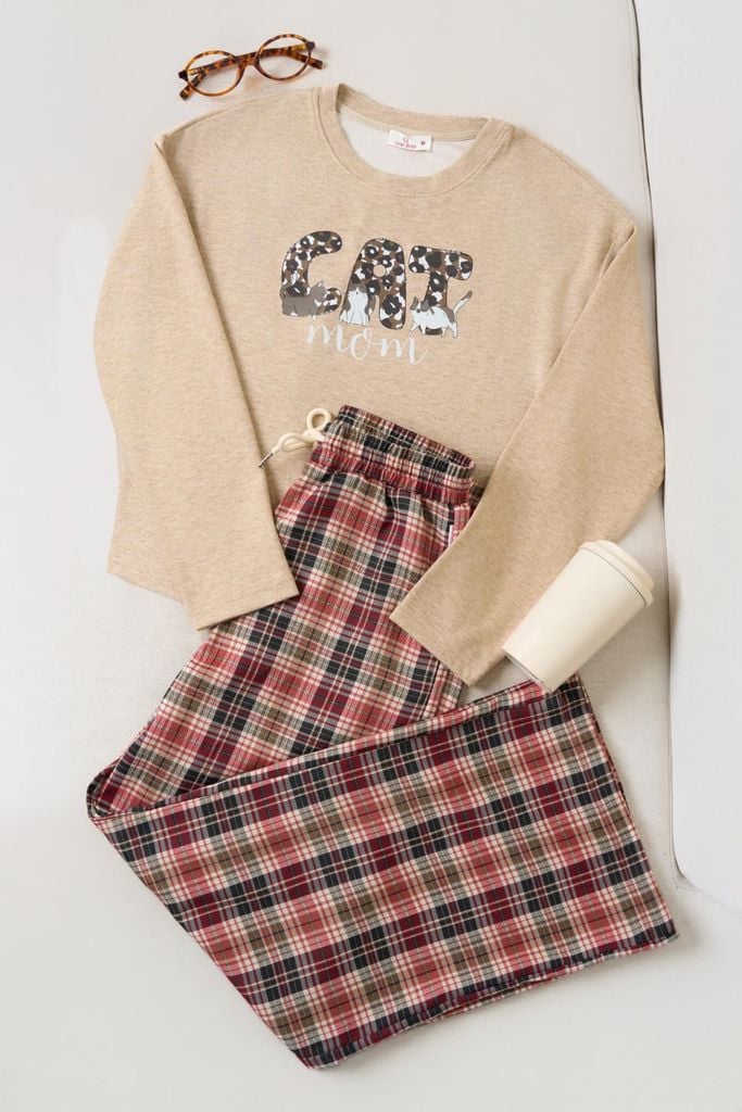  Bộ dài tay quần suông vai chờm cổ tròn 