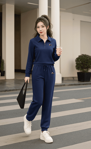 Bộ đồ thể thao Cardina vải nỉ cotton da cá cổ đức tay dài quần bo gấu