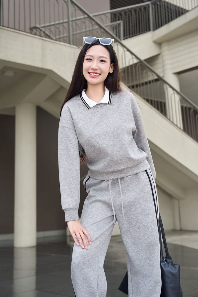  Áo dài tay bo gấu phối cổ đức chất umi mềm mại giữ ấm 