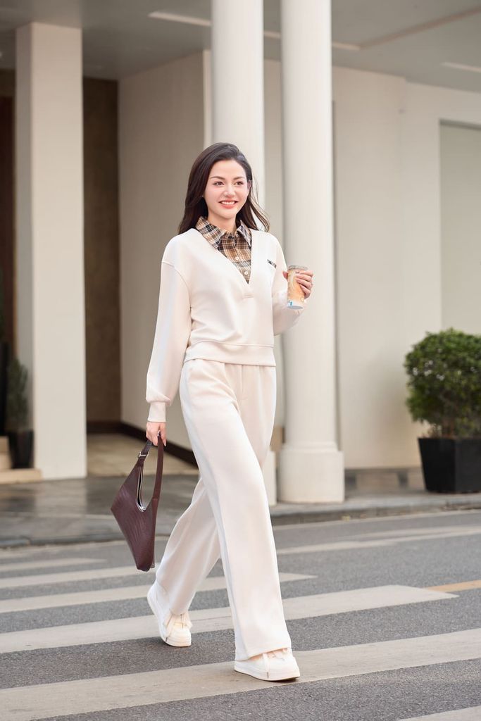  Quần dài nữ Cardina vải umi dáng suông cạp chun túi ốp sau 