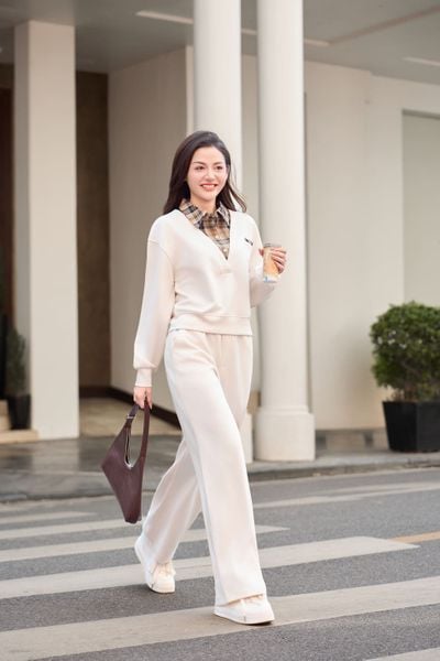  Quần dài nữ Cardina vải umi dáng suông cạp chun túi ốp sau 