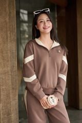 Áo thể thao dài tay có mũ phối viền tay