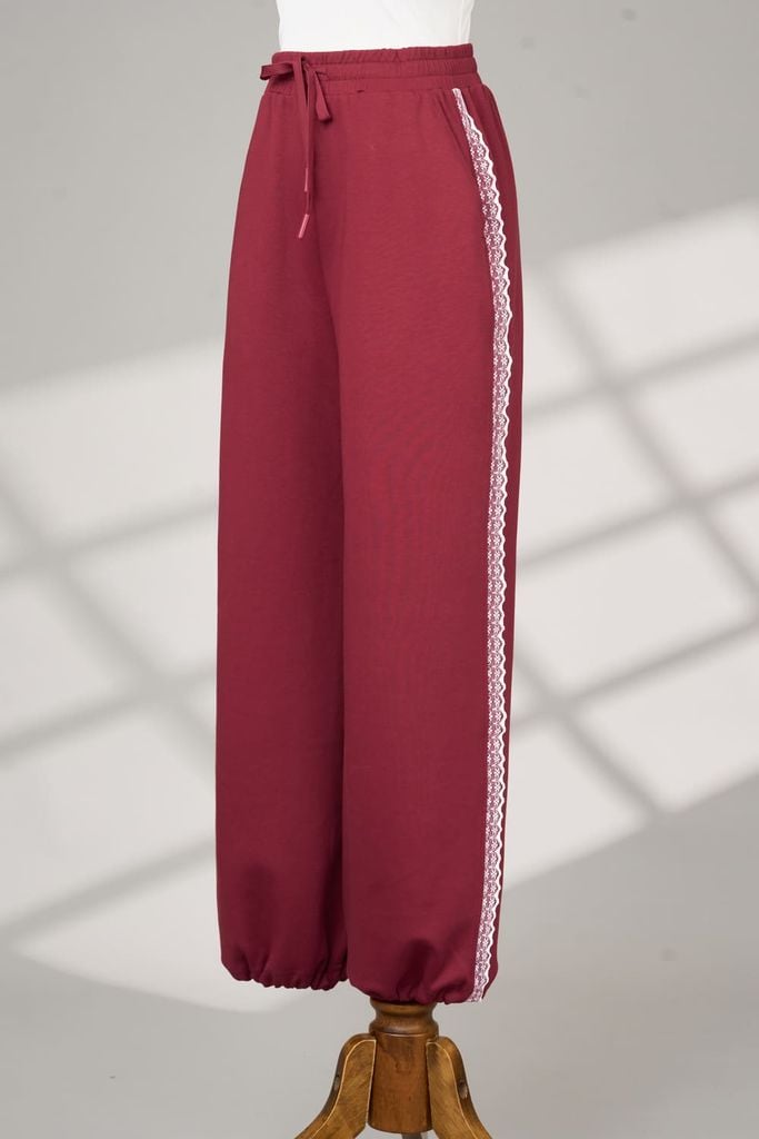  Quần dài suông phối sọc ren chất umi cao cấp 