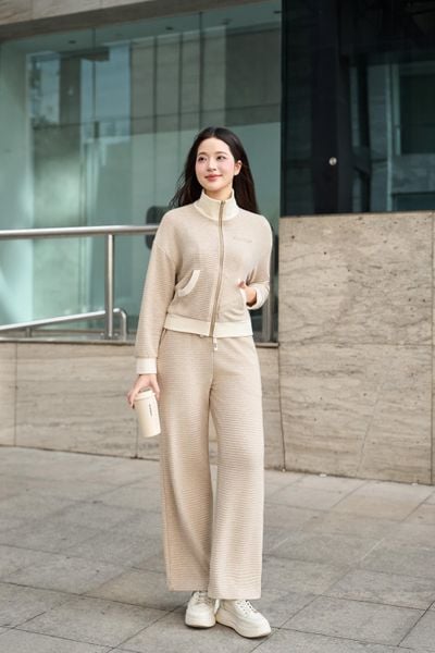  Quần dài dáng suông phối cạp chun 