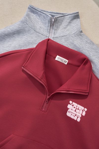  Áo hoodie cổ polo khóa chất nỉ umi mềm mại 