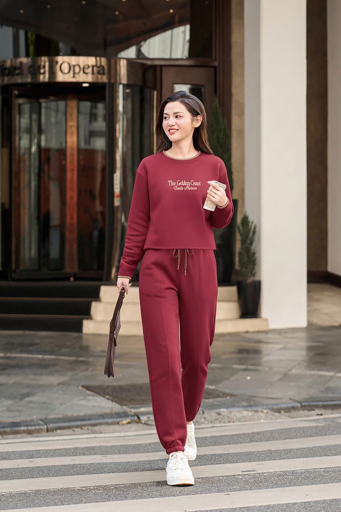  Bộ đồ Thể thao Vải Umi dài tay quần bo gấu cổ tròn đôi 