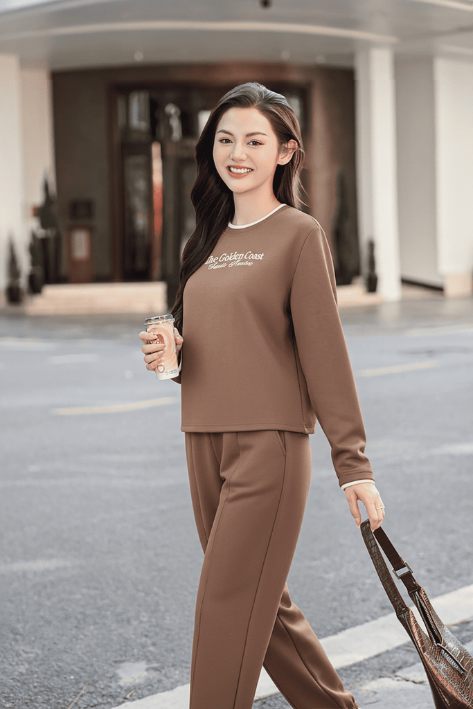  Bộ đồ Thể thao Vải Umi dài tay quần bo gấu cổ tròn đôi 