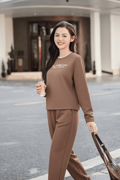  Bộ đồ Thể thao Vải Umi dài tay quần bo gấu cổ tròn đôi 