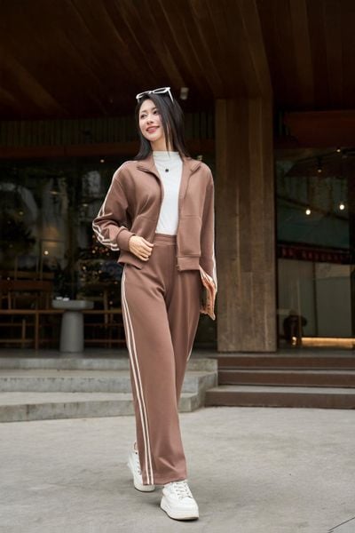 Quần dài thể thao nữ vải Umi dáng suông gấu dây rút