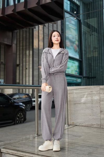  Quần dài nỉ cừu bo gấu cạp chun phối lé năng động 