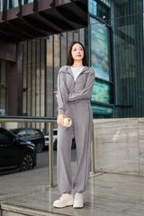 Quần dài nỉ cừu bo gấu cạp chun phối lé năng động