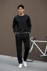 Áo thể thao nam dài tay cổ tròn phối bo