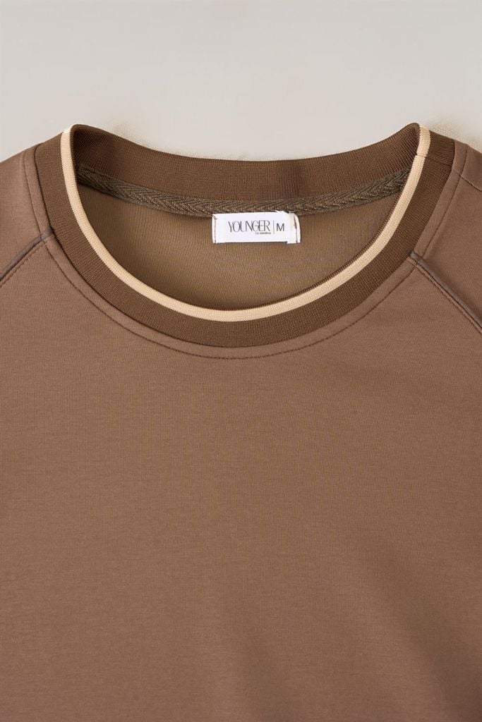  Áo thể thao nam dài tay cổ tròn phối bo 