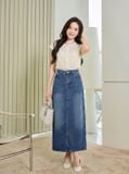  Gemnohu tải ứng dụng jean dáng suông dài cạp cao xẻ sau 