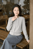  Áo len cardigan dài tay bo gấu 