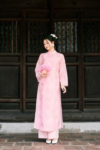 Áo dài Xuân An chất tơ in 3D Trúc Nhũ có lót chiffon (Giá chưa kèm quần)