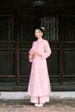  Áo dài Xuân An chất tơ in 3D Trúc Nhũ có lót chiffon (Giá chưa kèm quần) 