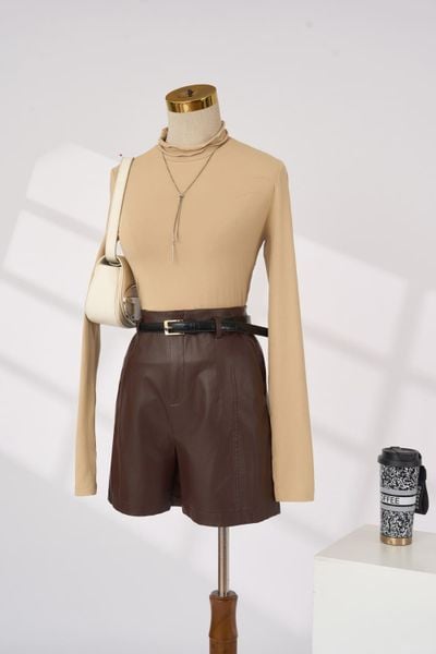 Áo nỉ bông cotton nữ dài tay dáng ôm cổ bèo