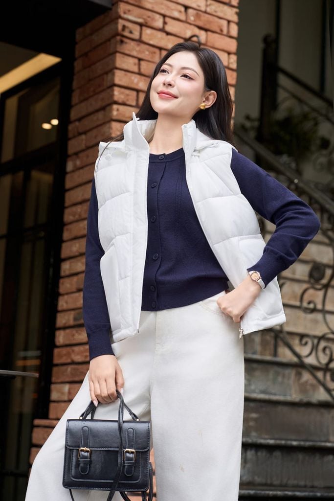  Áo phao gile Cardina dòng Thu Đông vải gió chống thấm dáng có mũ siêu nhẹ 