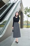  Áo len tăm dài tay dáng ôm cổ choker co giãn 