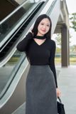  Áo len tăm dài tay dáng ôm cổ choker co giãn 