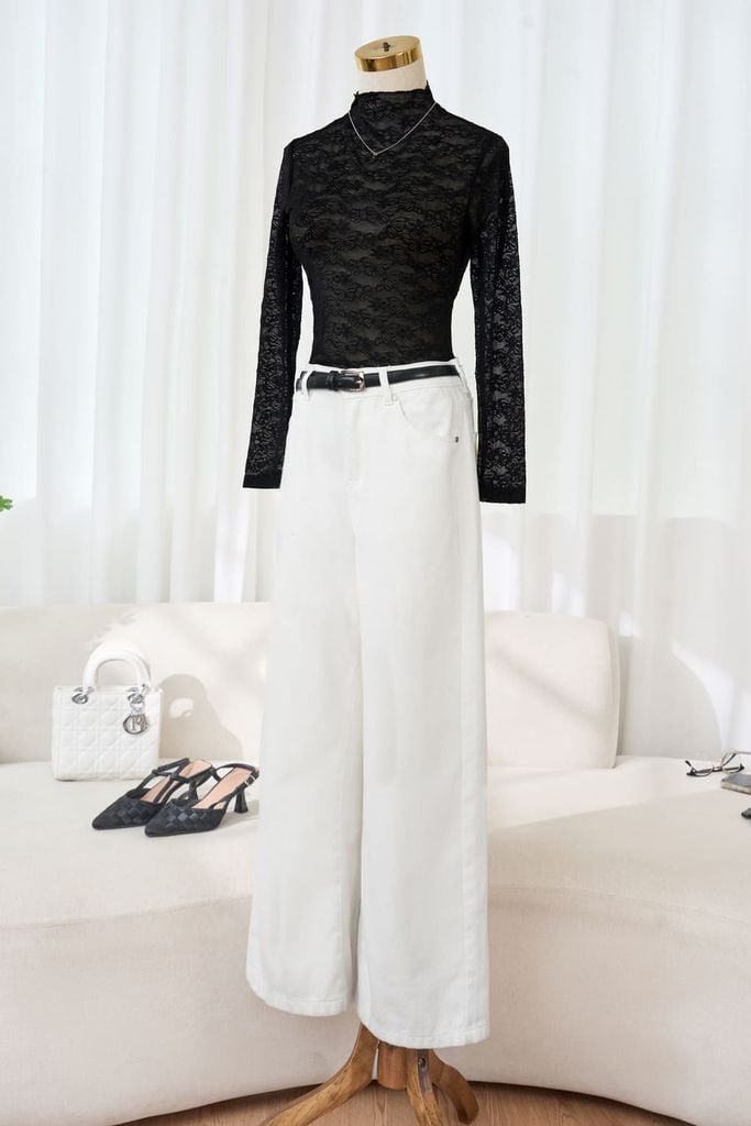  Áo ren dài tay cổ leo mềm mại, tôn dáng 