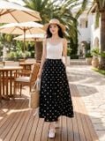  Chân váy chấm bi dáng xòe 