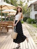  Chân váy chấm bi dáng xòe 