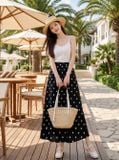  Chân váy chấm bi dáng xòe 