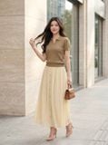  Chân váy chiffon maxi có nẹp trước trang trí 