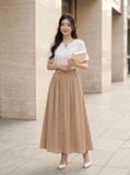  Chân váy chiffon maxi có nẹp trước trang trí 