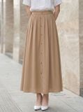  Chân váy chiffon maxi có nẹp trước trang trí 