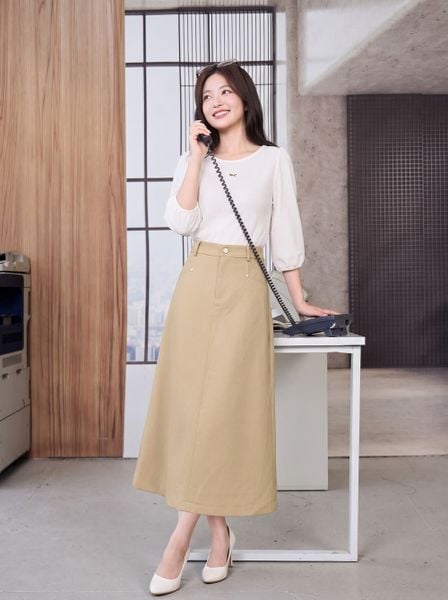  Chân váy công sở dáng A túi kiểu 