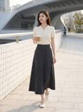  Chân váy denim dáng xòe gân dọc thân 