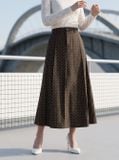 Chân váy denim dáng xòe gân dọc thân 