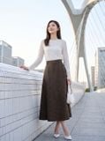  Chân váy denim dáng xòe gân dọc thân 