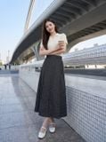  Chân váy denim dáng xòe gân dọc thân 