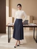  Chân váy denim xòe xếp ly hai bên 