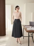  Chân váy denim xòe xếp ly hai bên 
