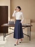  Chân váy denim xòe xếp ly hai bên 